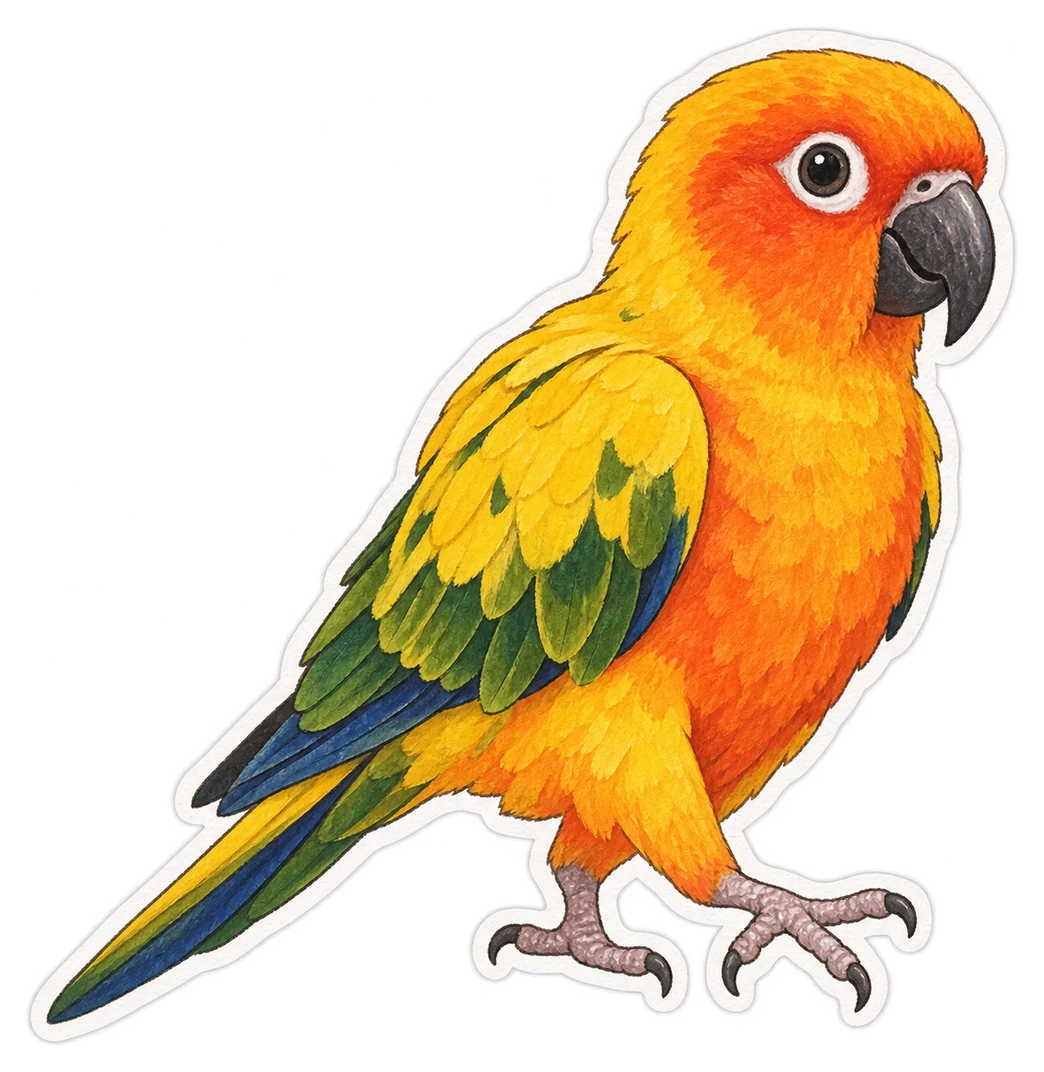 La conure soleil (Aratinga solstitialis)