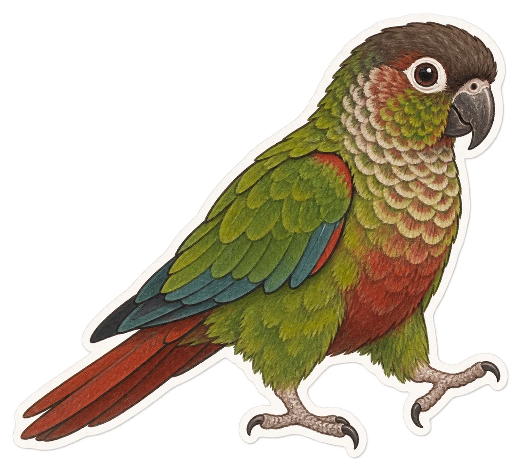 La conure tiriba (Pyrrhura cruentata)