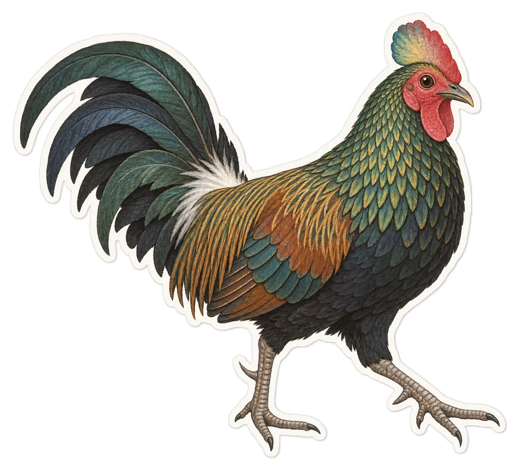 Le coq vert (Gallus varius)