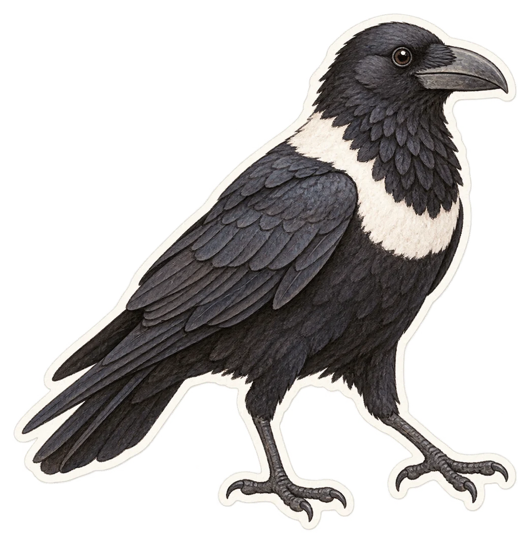 Le corbeau à collier (Corvus torquatus)