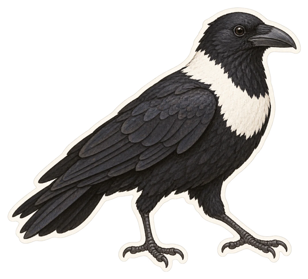 Le corbeau à cou blanc (Corvus cryptoleucus)
