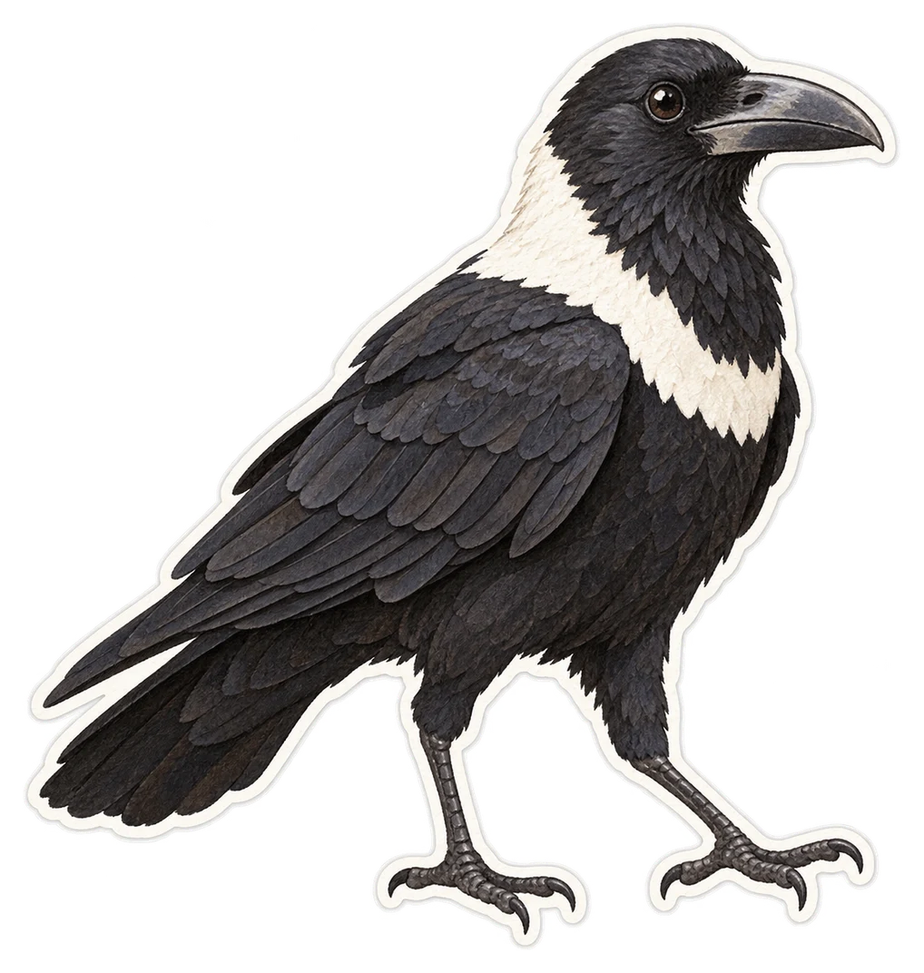Le corbeau à nuque blanche (Corvus albicollis)