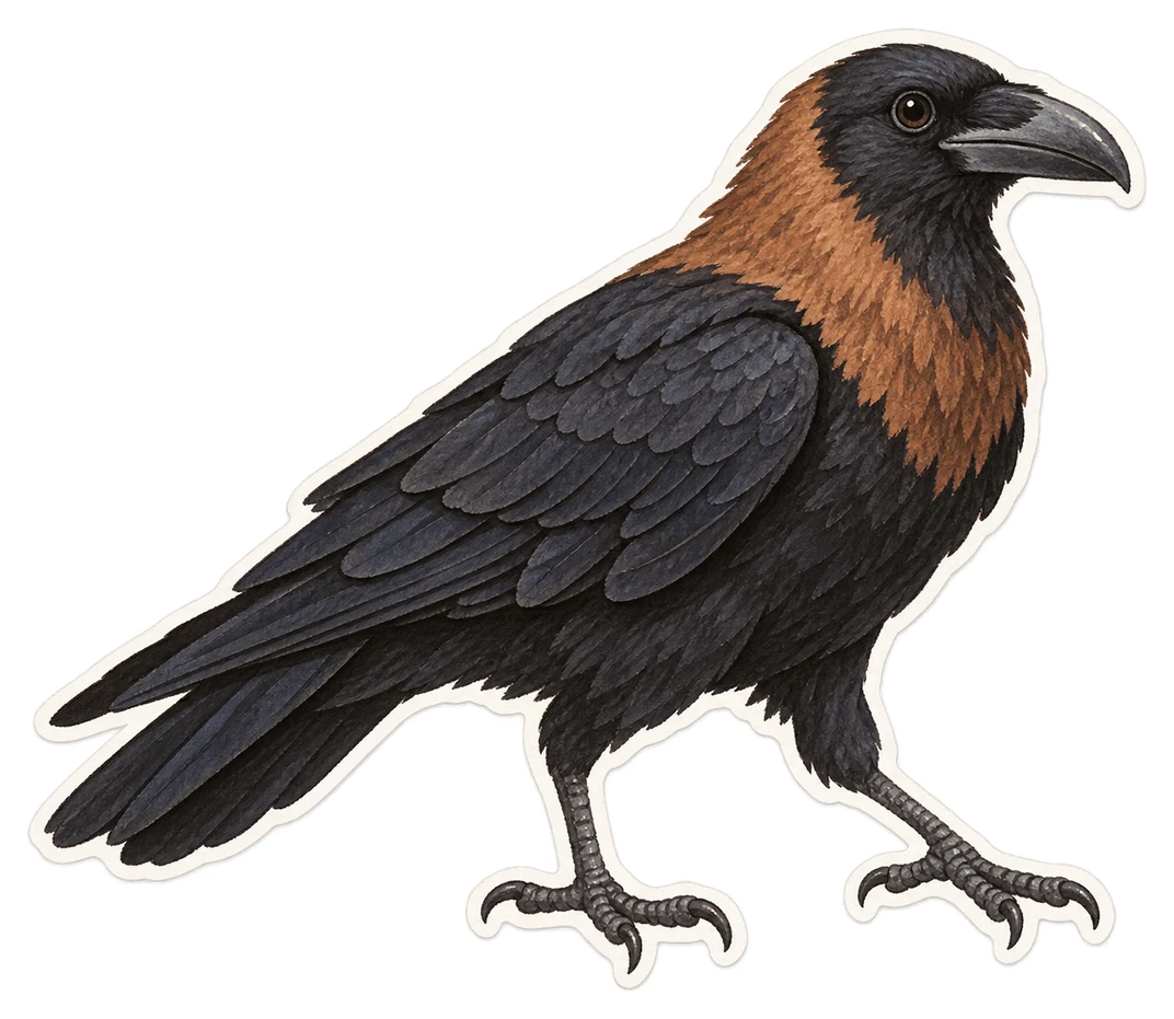 Le corbeau brun (Corvus ruficollis)