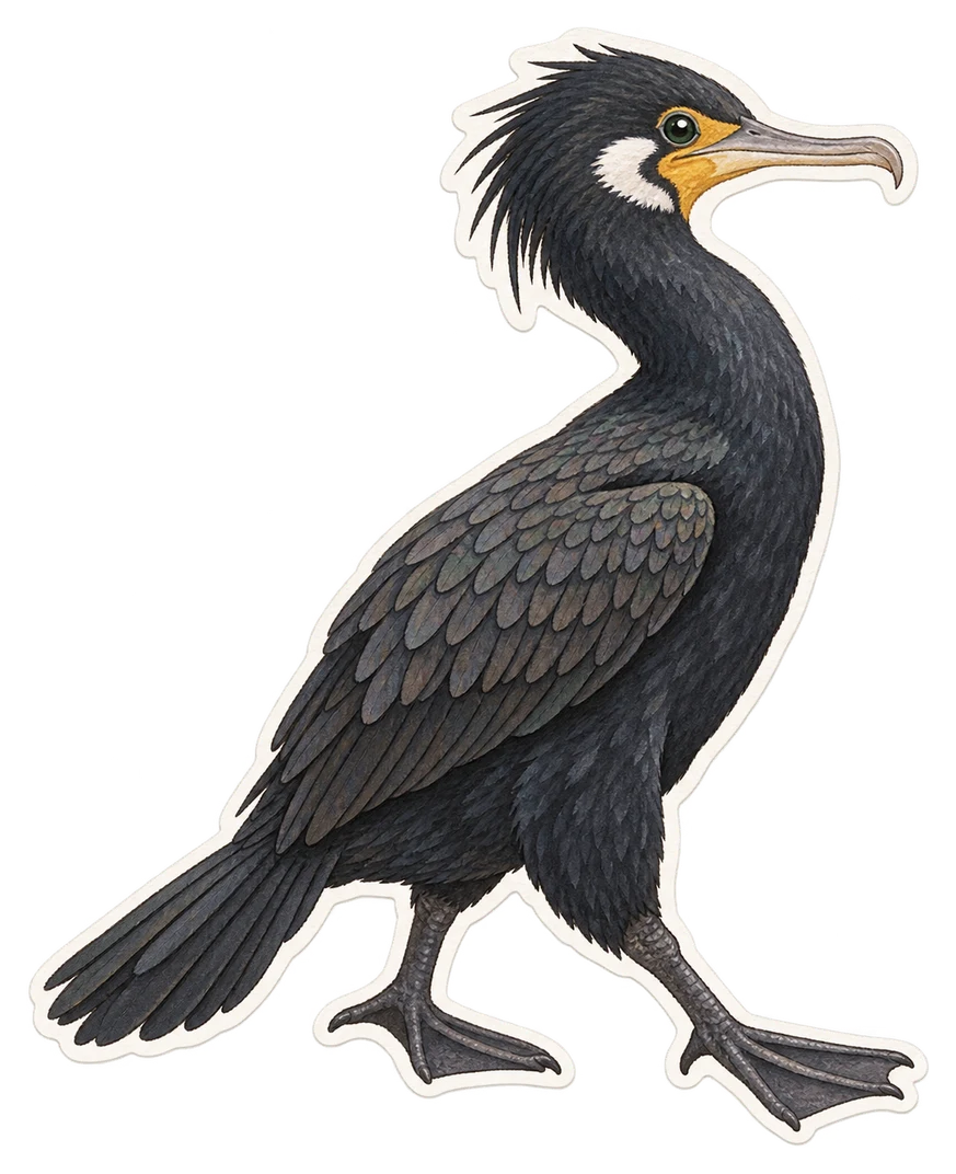 Le cormoran de Temminck (Phalacrocorax capillatus)