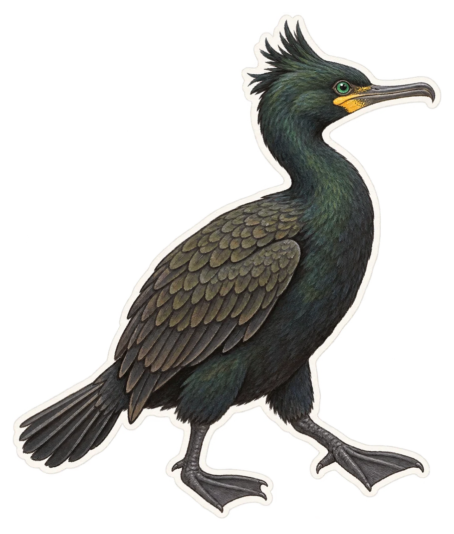 Le cormoran huppé (Gulosus aristotelis)