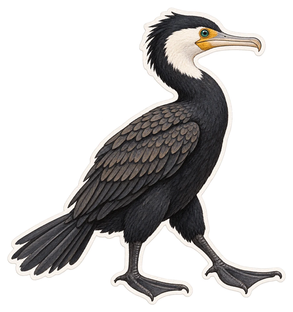 Le cormoran noir (Phalacrocorax sulcirostris)