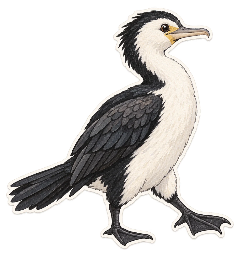 Le cormoran pie (Microcarbo melanoleucos)