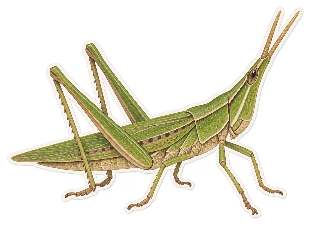 Le criquet à tête conique (Acrida cinerea)