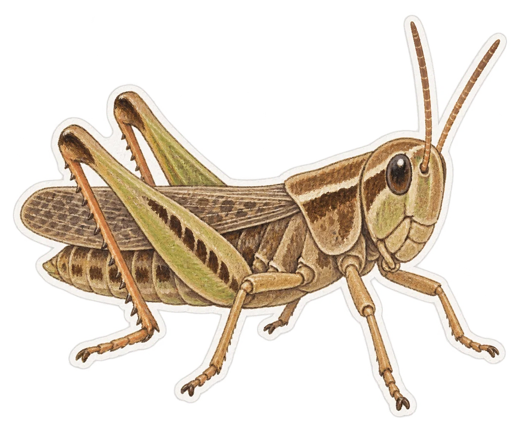 Le criquet champêtre (Chorthippus brunneus)