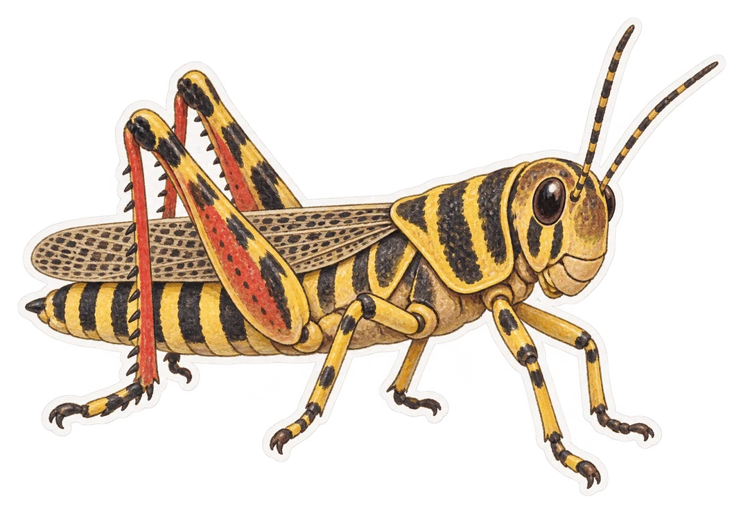Le criquet nomade (Nomadacris septemfasciata)
