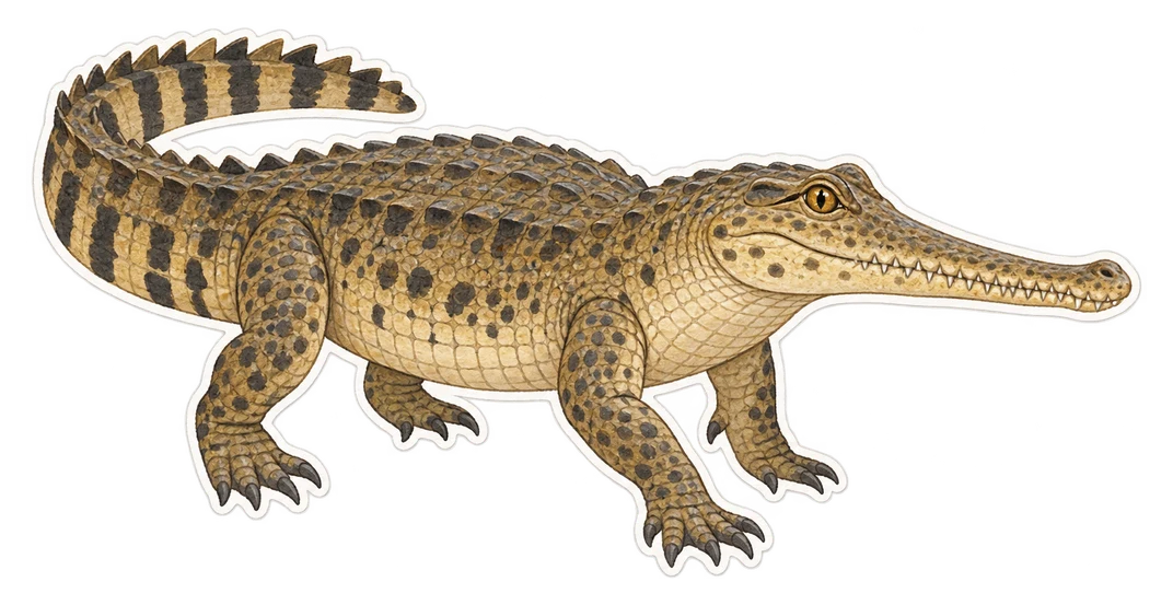 Le crocodile à museau allongé d'Afrique centrale (Mecistops leptorhynchus)