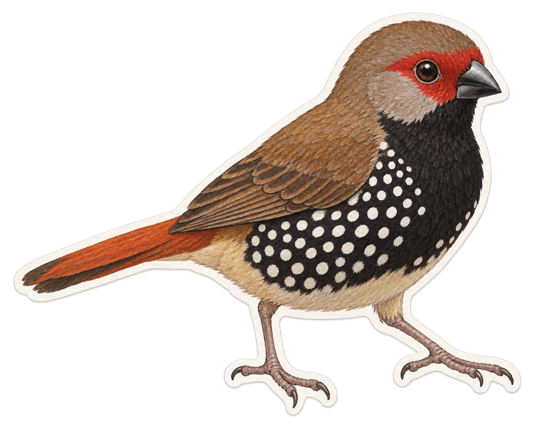 Le diamant à queue rousse (Emblema ruficauda)
