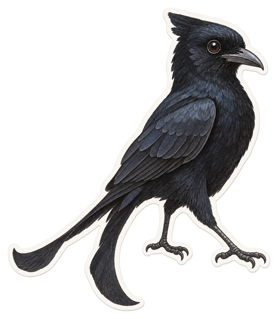 Le drongo malgache (Dicrurus forficatus)