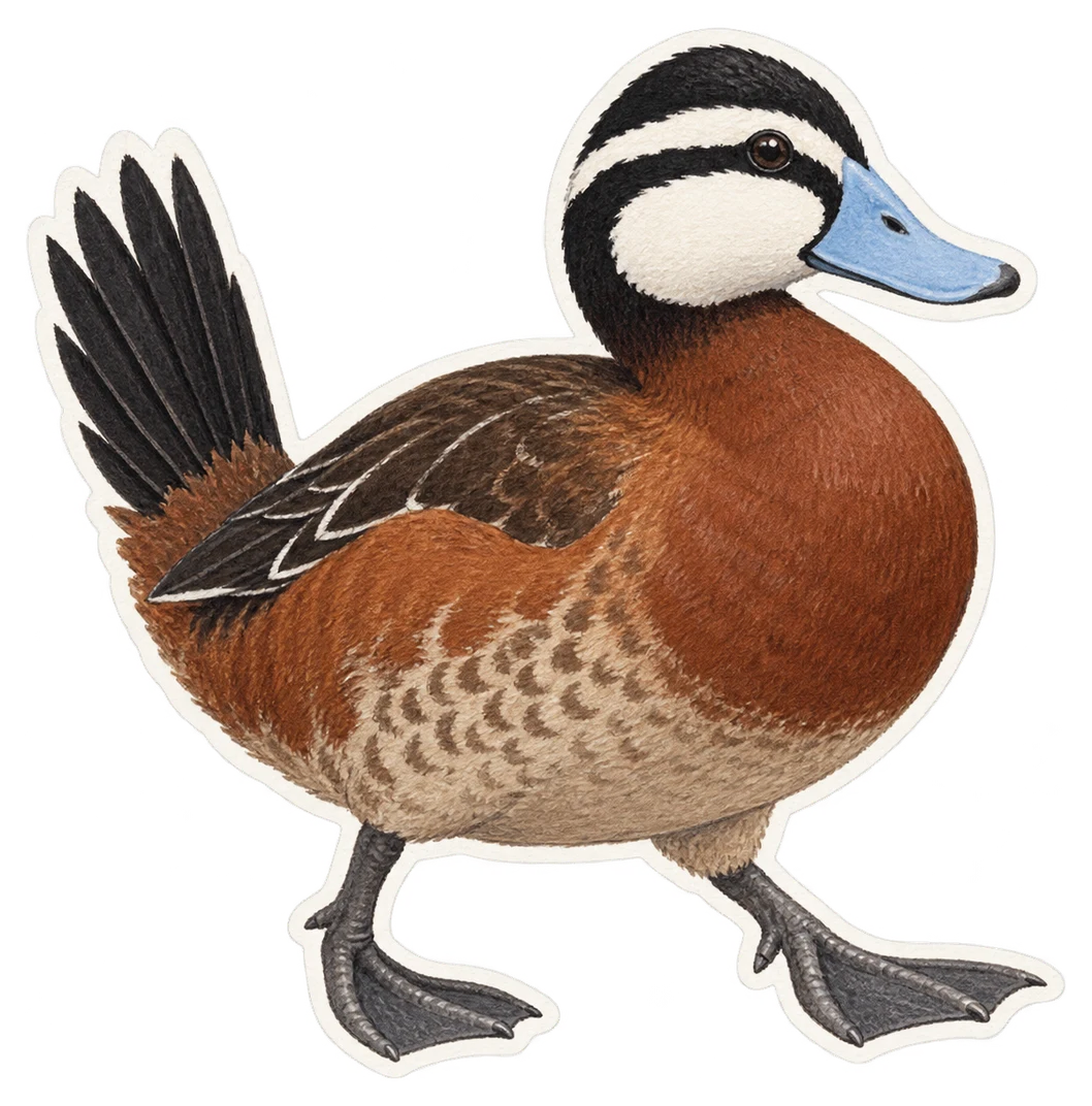 L’érismature ornée (Oxyura vittata)
