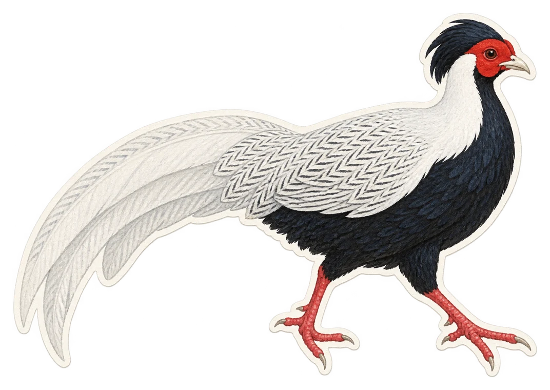 Le faisan argenté (Lophura nycthemera)