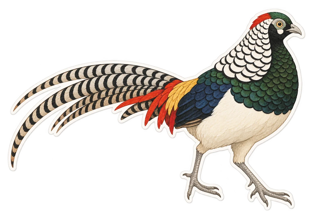 Le faisan de Lady Amherst (Chrysolophus amherstiae)