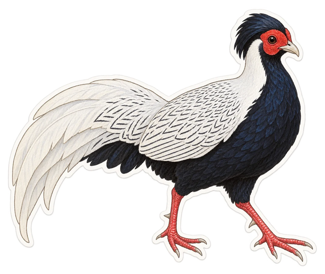 Le faisan leucomèle (Lophura leucomelanos)