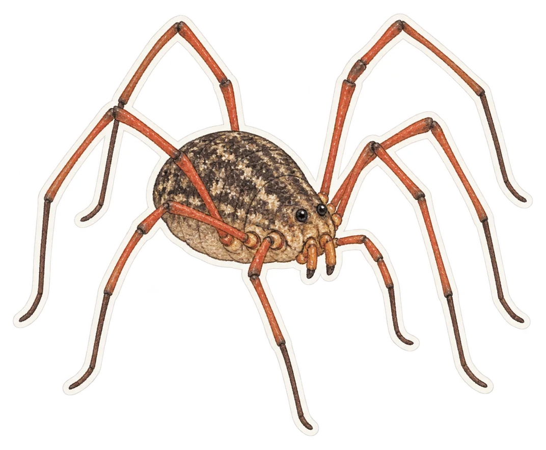 Le faucheux à pattes rouges (Leiobunum rotundum)