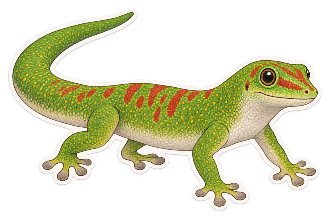 Le gecko diurne à poussière d’or (Phelsuma laticauda)