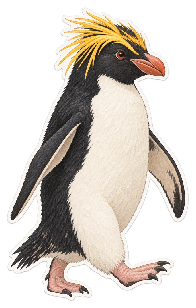 Le gorfou macaroni (Eudyptes chrysolophus)