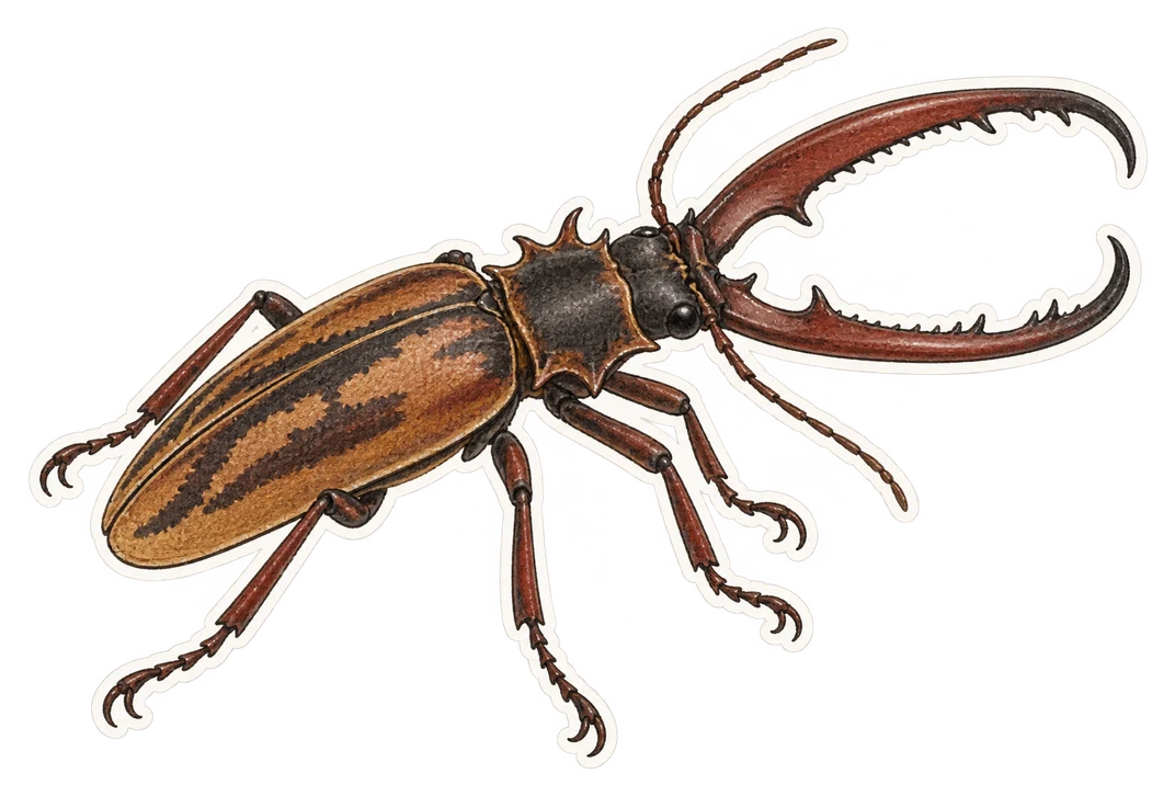 Le grand longicorne d’Amazonie (Macrodontia cervicornis)