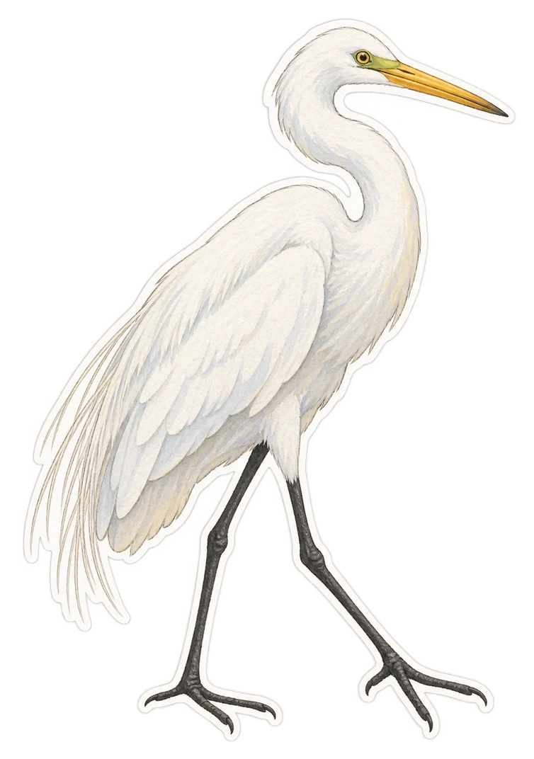La grande aigrette (Ardea alba)