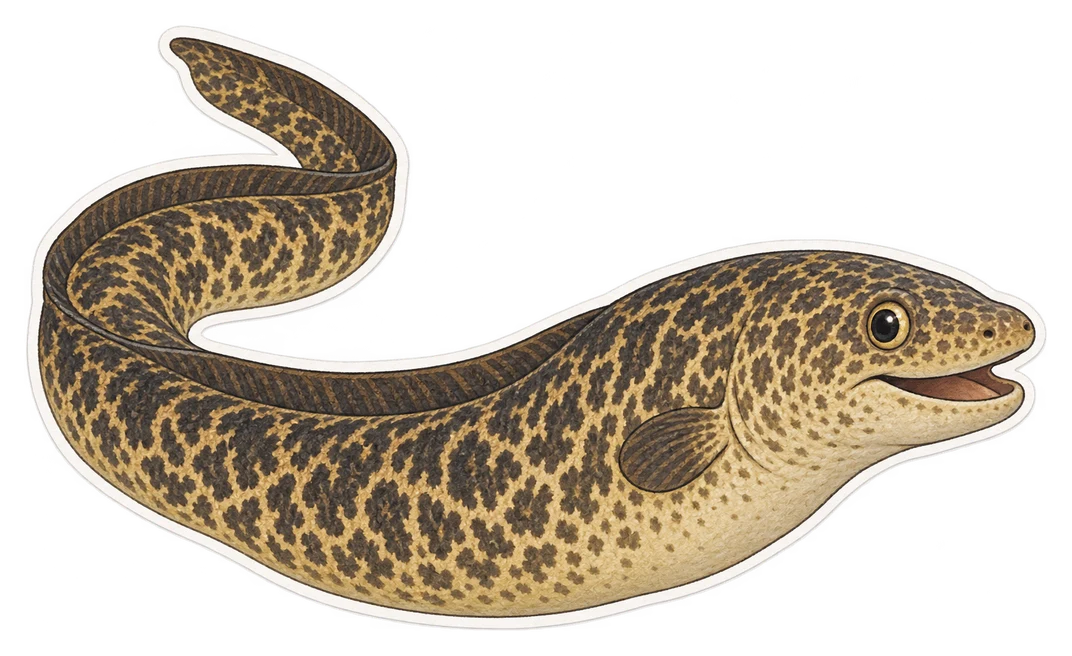 La grande anguille marbrée (Anguilla marmorata)