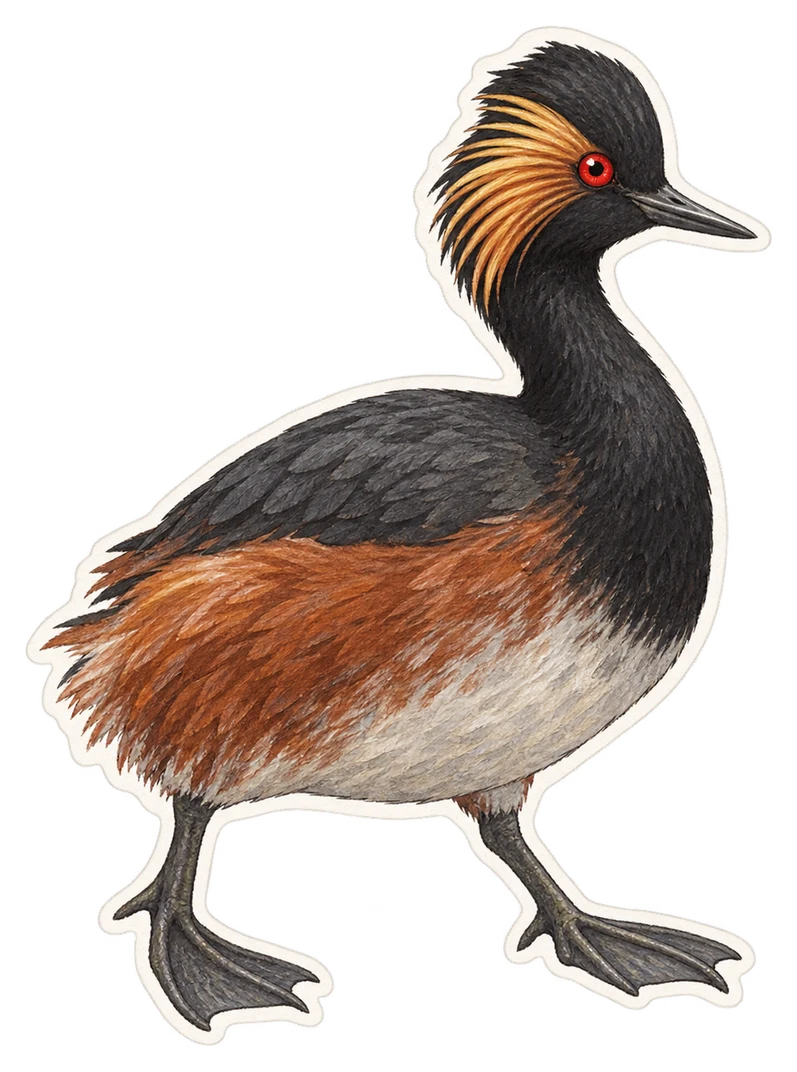 Le grèbe à cou noir (Podiceps nigricollis)