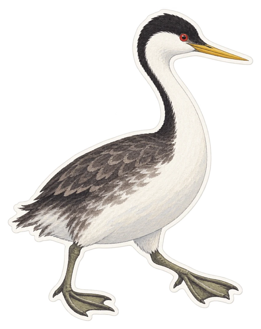 Le grèbe élégant (Aechmophorus occidentalis)