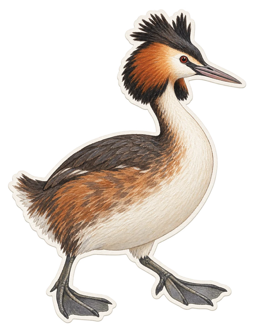 Le grèbe huppé (Podiceps cristatus)
