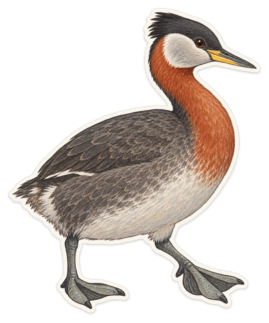 Le grèbe jougris (Podiceps grisegena)
