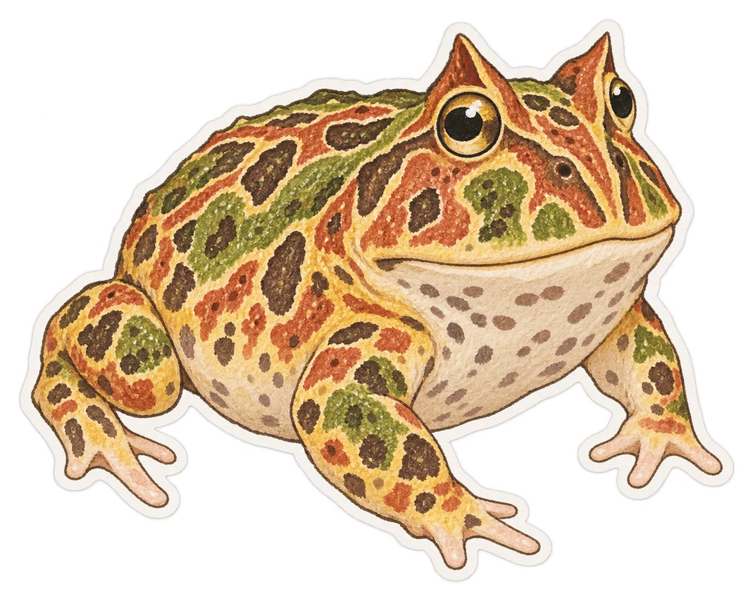 La grenouille cornue d'Argentine (Ceratophrys ornata)