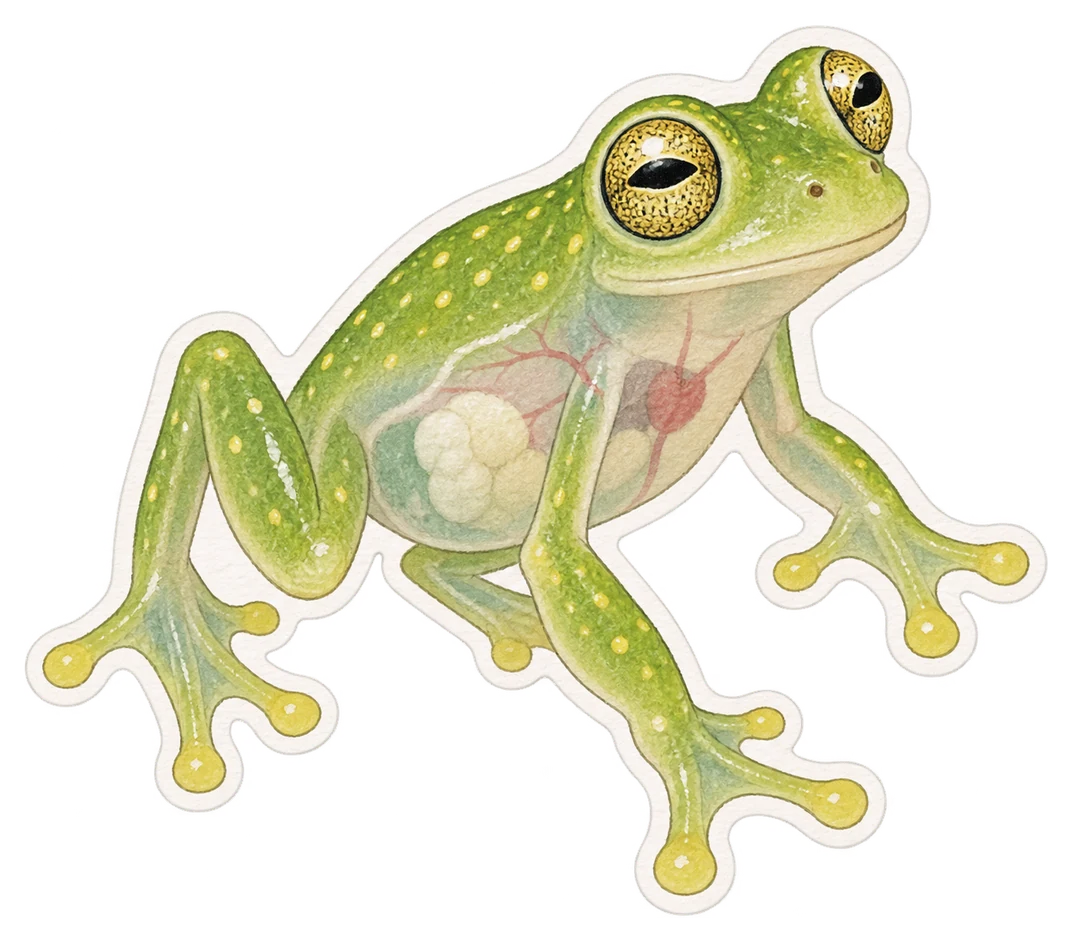 La grenouille de verre (Hyalinobatrachium fleischmanni)