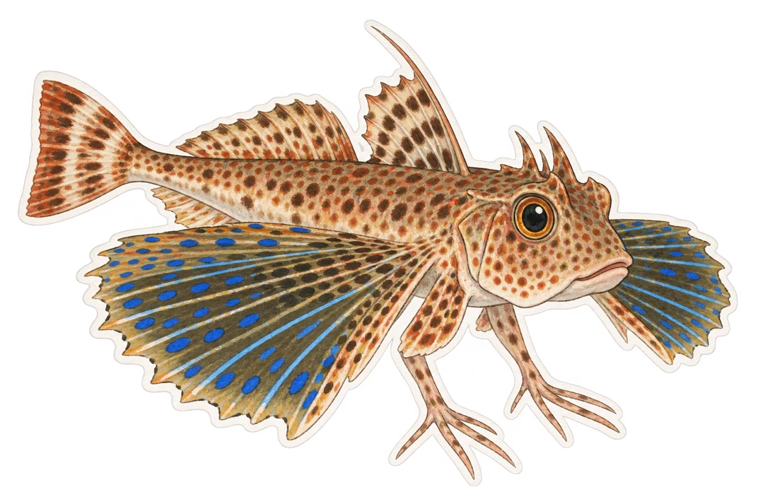 Le grondin volant (Dactylopterus volitans)