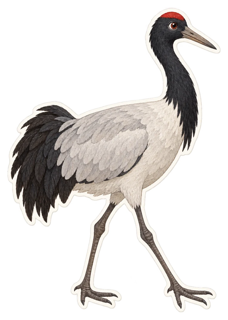 La grue à cou noir (Grus nigricollis)