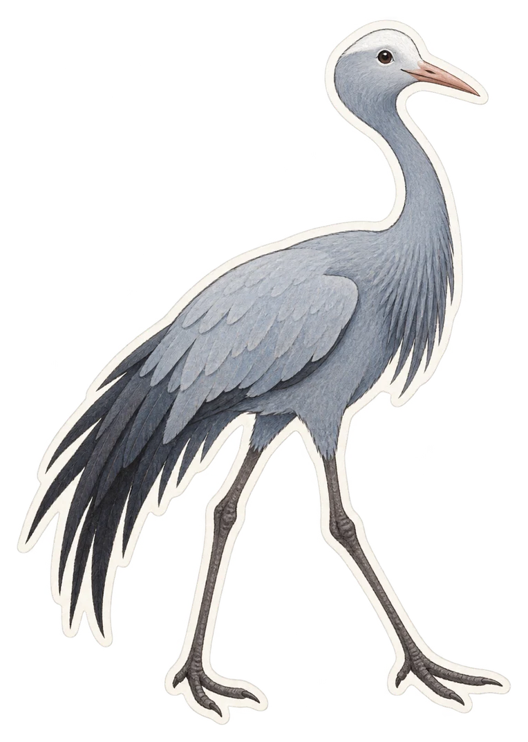La grue bleue (Anthropoides paradiseus)