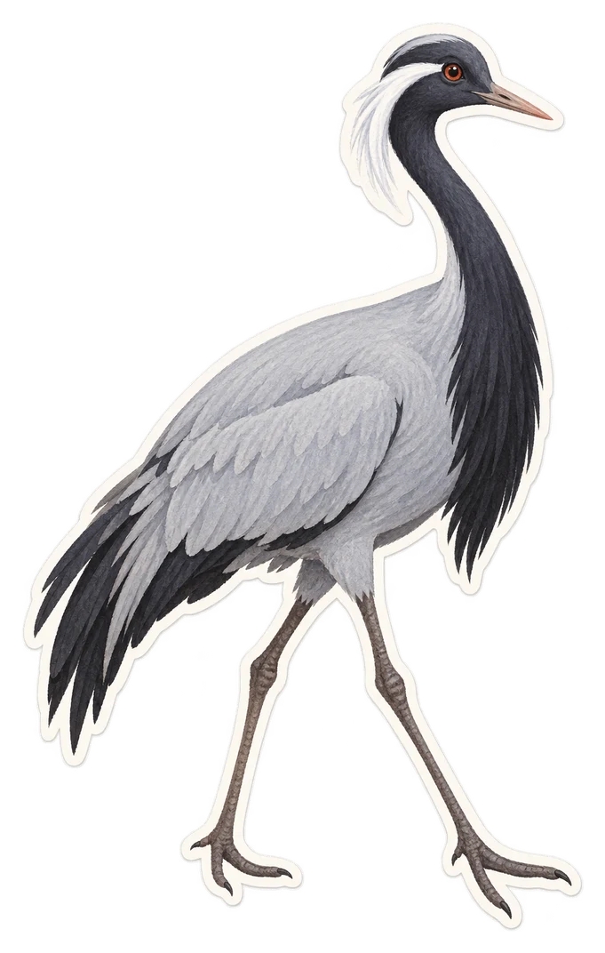 La grue demoiselle (Anthropoides virgo)