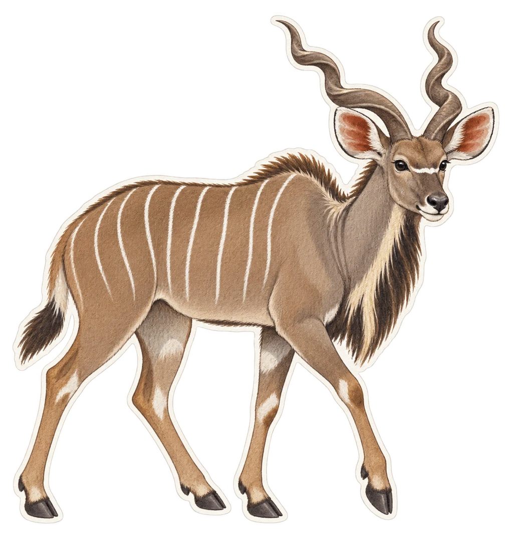Le guib harnaché (Tragelaphus scriptus)