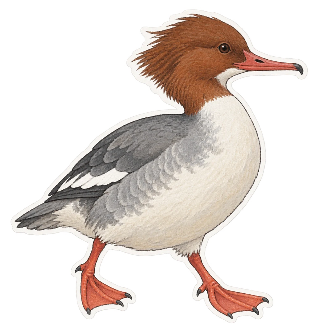 Le harle bièvre (Mergus merganser)