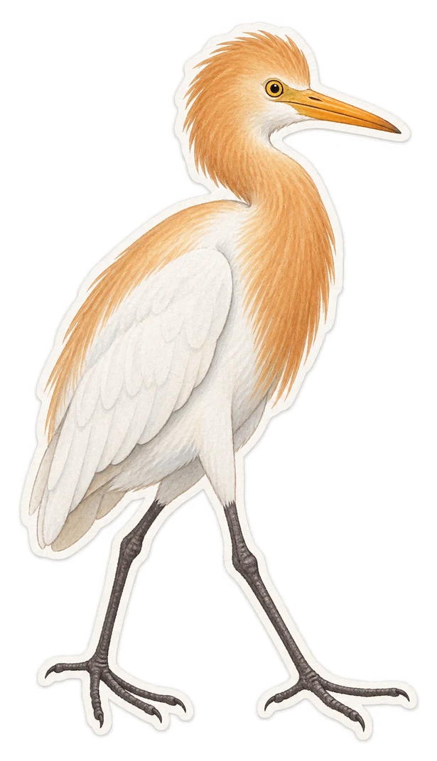 Le héron garde-bœufs oriental (Bubulcus coromandus)