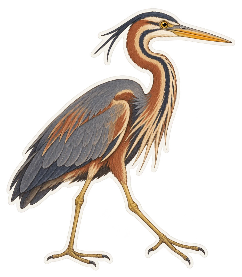 Le héron pourpré (Ardea purpurea)