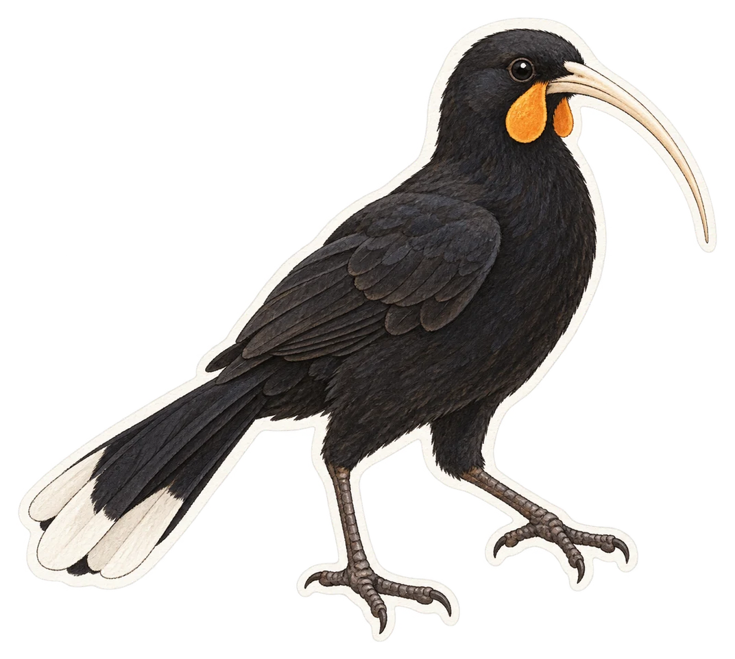 Le huia dimorphe (Heteralocha acutirostris)