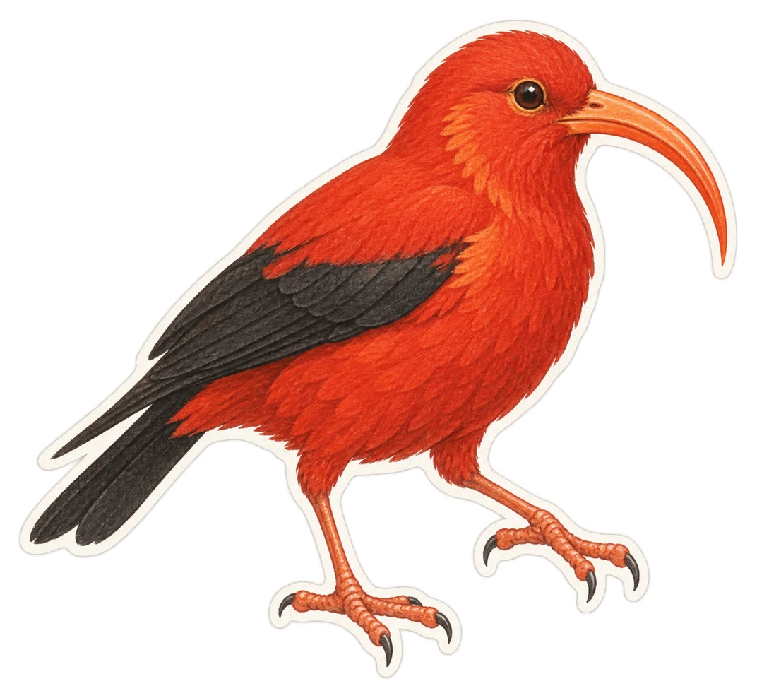 L’iiwi rouge (Drepanis coccinea)