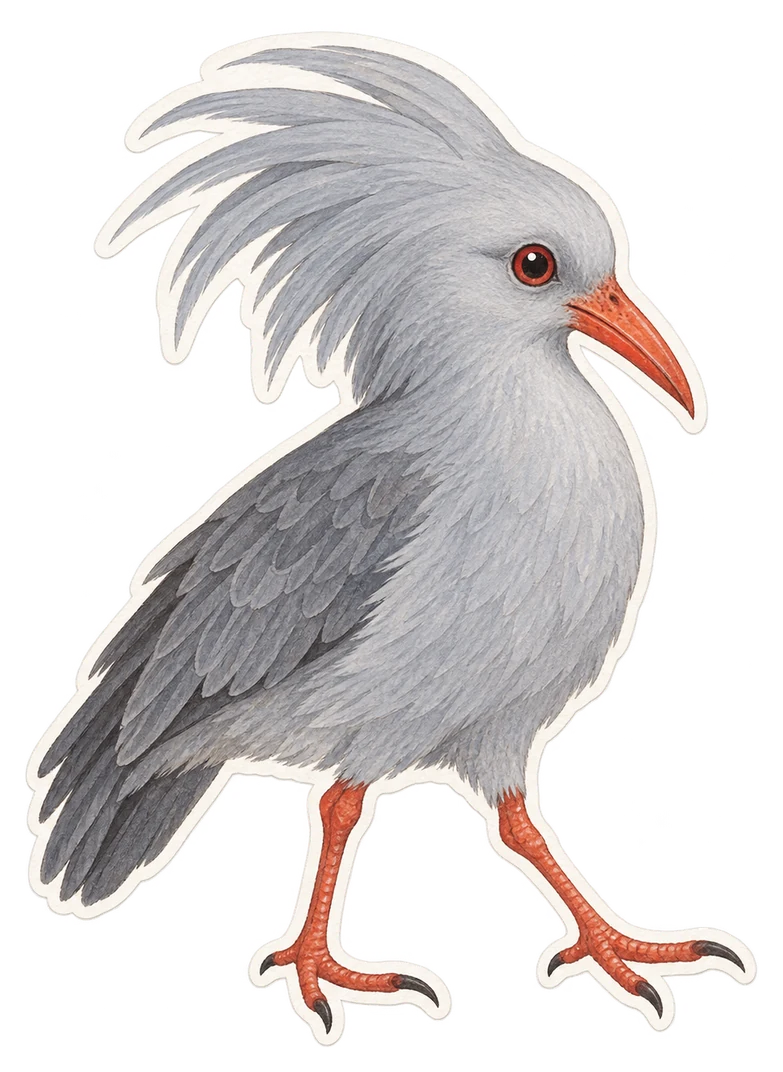 Le kagou huppé (Rhynochetos jubatus)