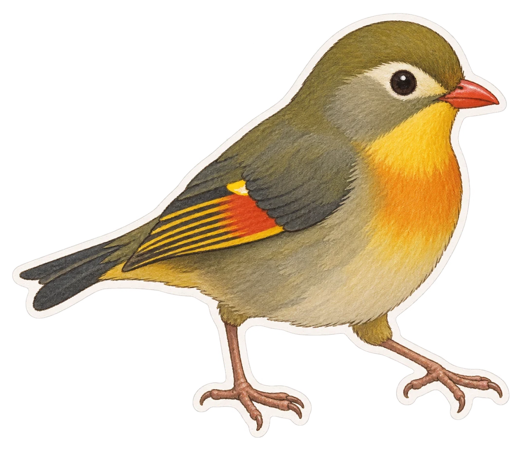 Le léiothrix jaune (Leiothrix lutea)