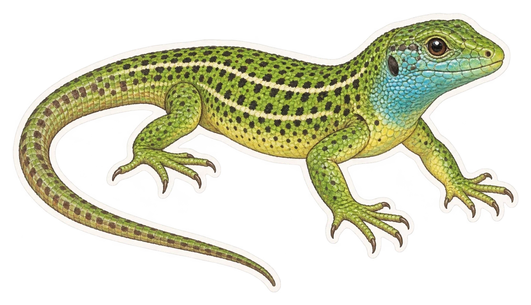 Le lézard vert occidental (Lacerta bilineata)