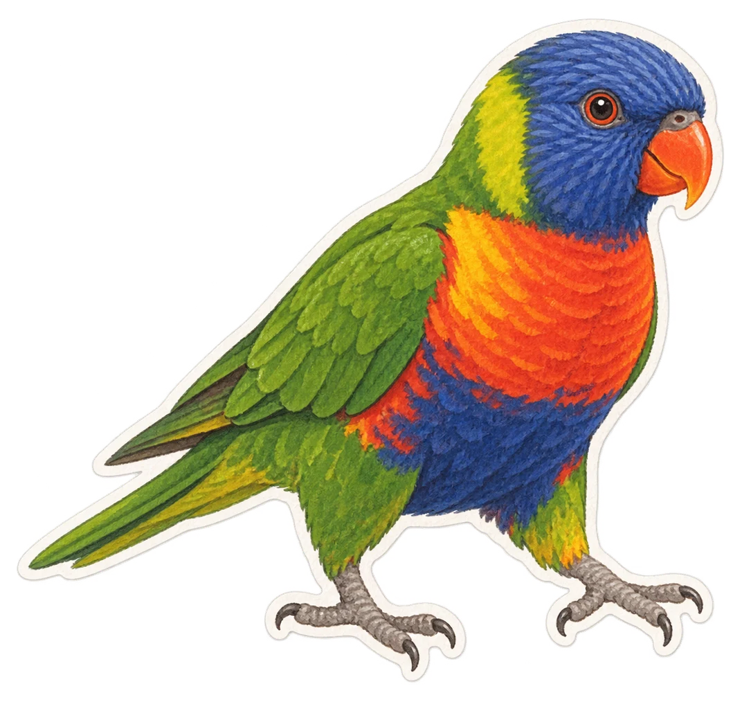 Le loriquet à tête bleue (Trichoglossus haematodus)