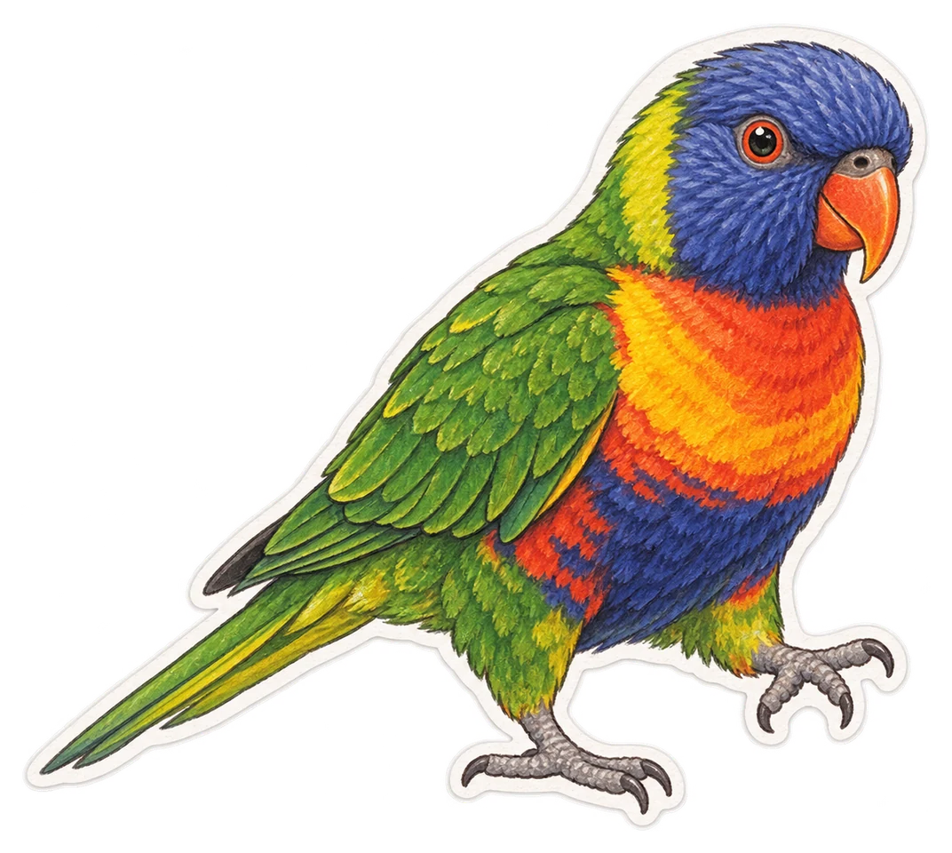 Le loriquet arc-en-ciel (Trichoglossus moluccanus)