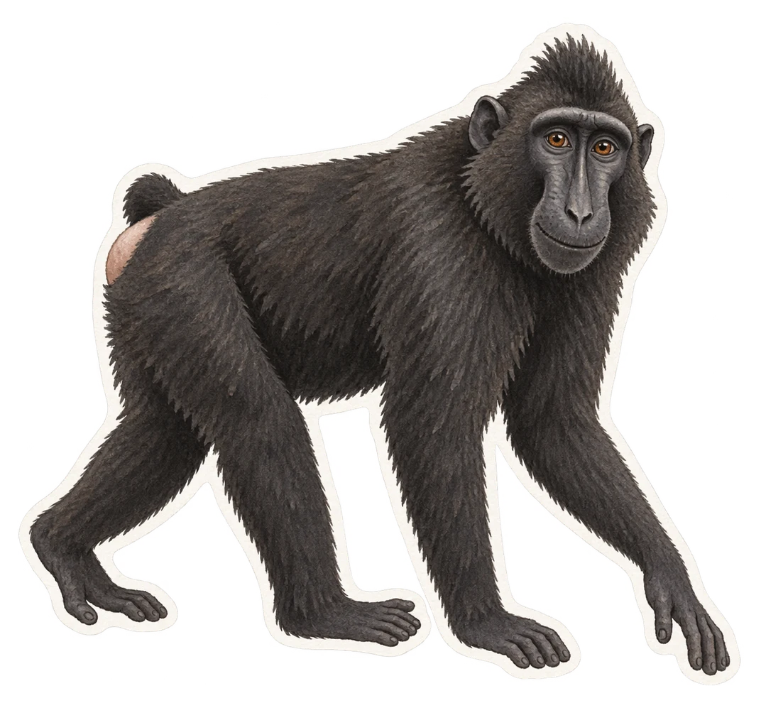 Le macaque noir (Macaca nigra)
