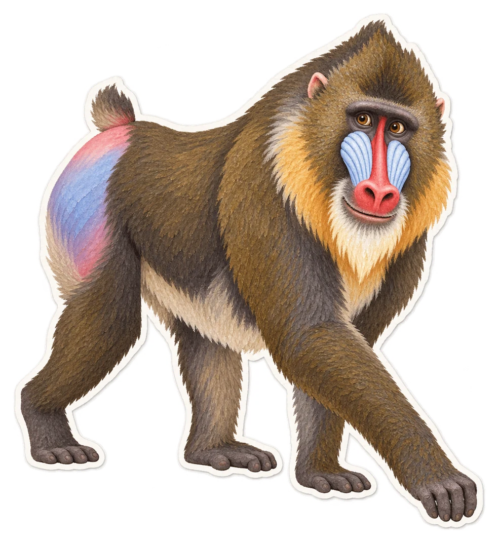 Le mandrill (Mandrillus sphinx)